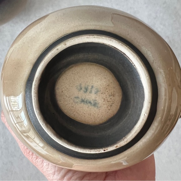 Japanese Sugar Bowl & Creamer Set Sango Nova Brown Stoneware Pottery 4933 - Picture 11 of 11